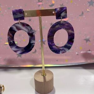 Purple Swirl Statement Earrings